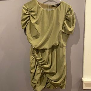 Green dress with asymmetrical zipper
